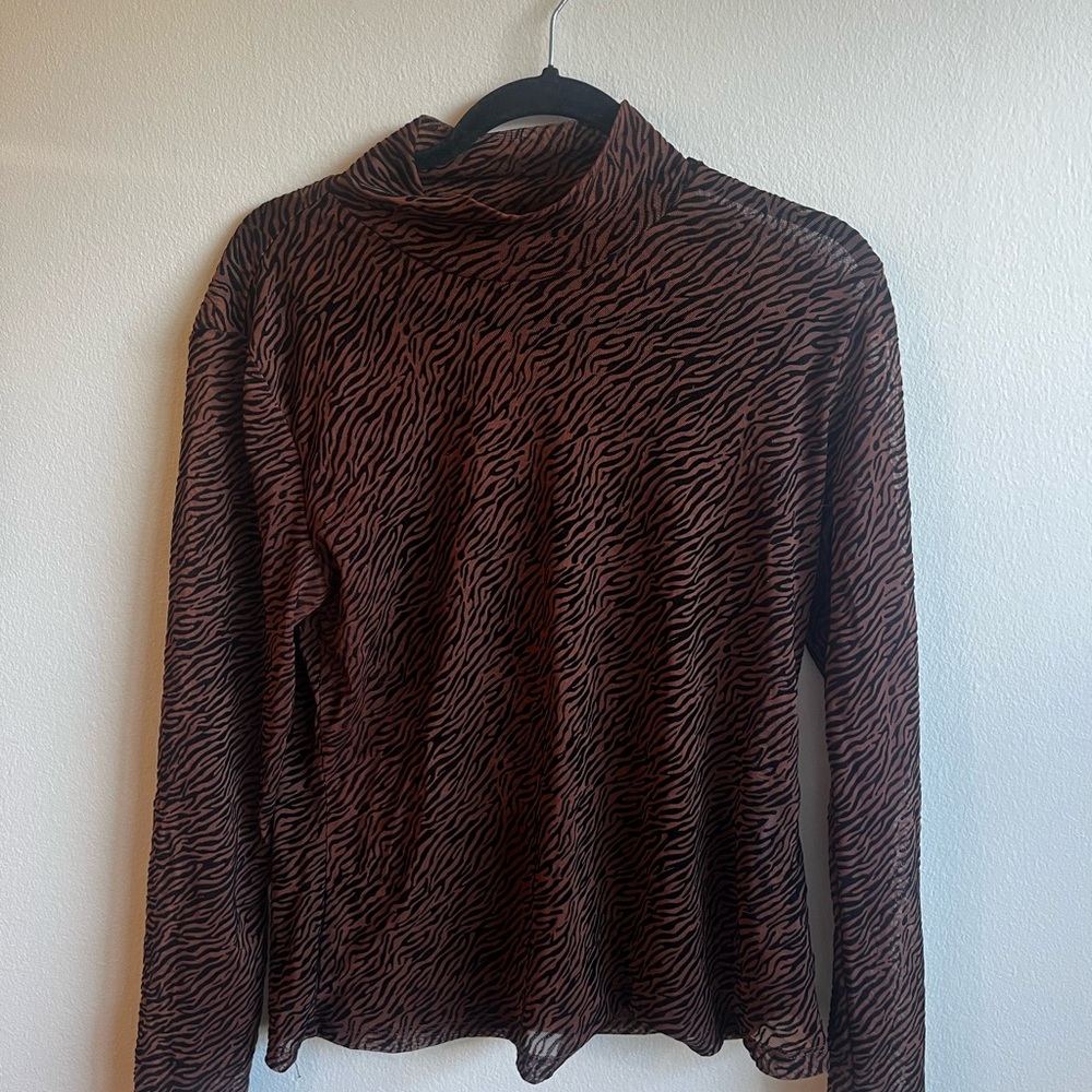 Vero Moda Black and Brown Patterned Turtleneck Sweater